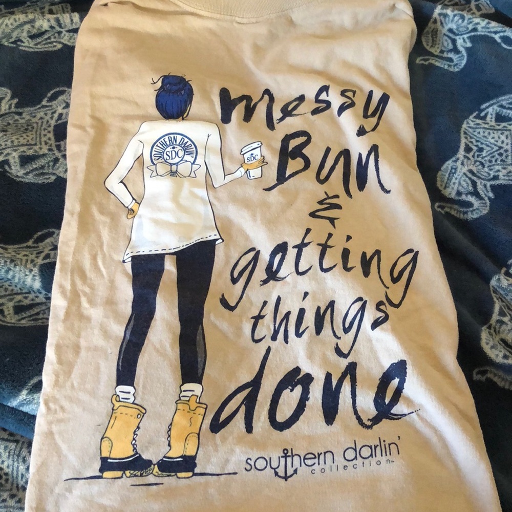 Southern Darlin’ Messy Bun Tan Long sleeve
